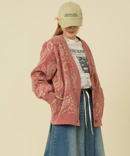 佩斯利花紋針織開衫