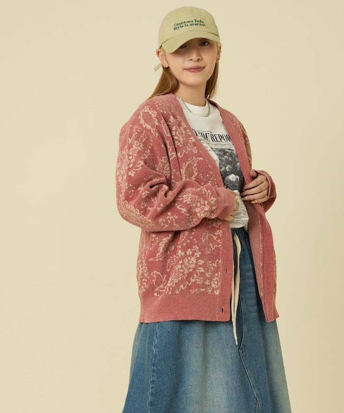 佩斯利花紋針織開衫