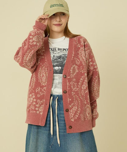 佩斯利花紋針織開衫