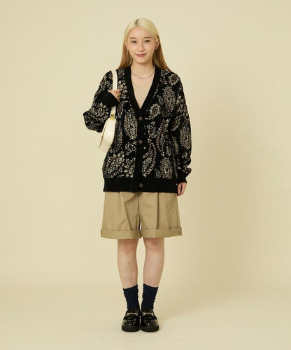 佩斯利花紋針織開衫