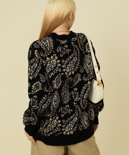 佩斯利花紋針織開衫