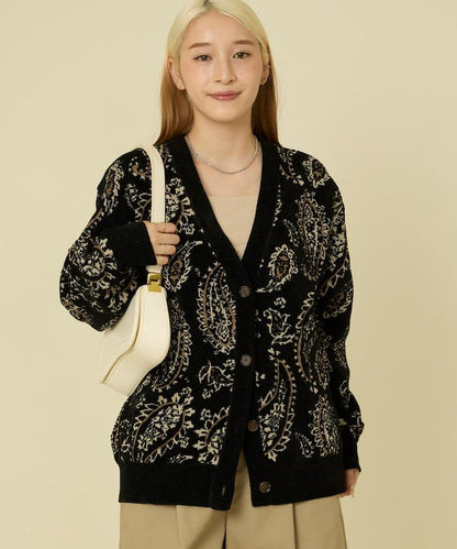 佩斯利花紋針織開衫