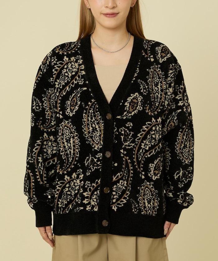 佩斯利花紋針織開衫