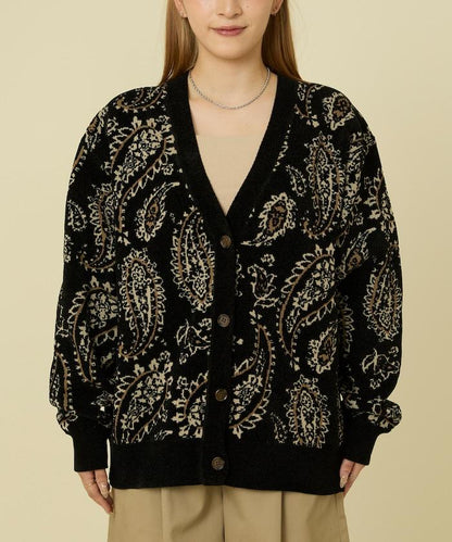 佩斯利花紋針織開衫