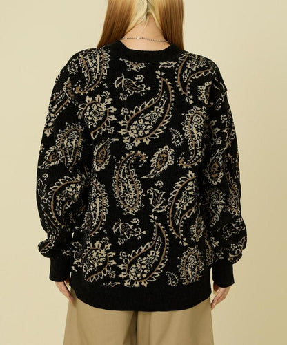 佩斯利花紋針織開衫