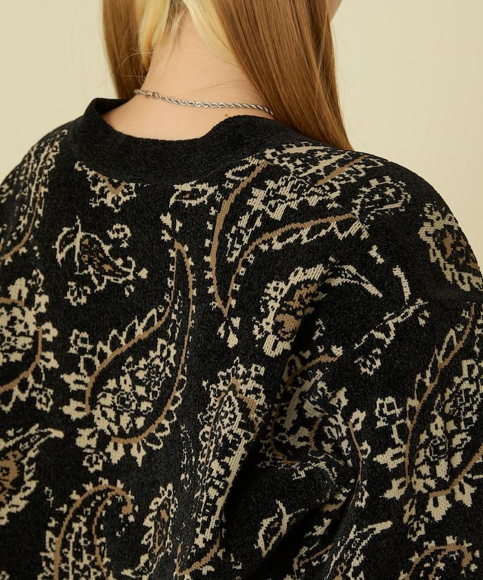 佩斯利花紋針織開衫