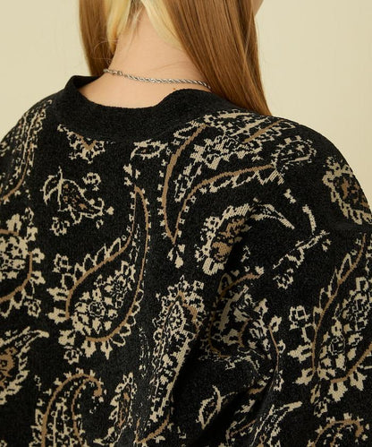 佩斯利花紋針織開衫