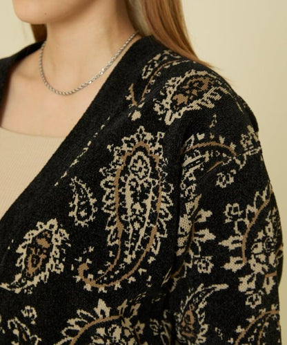 佩斯利花紋針織開衫