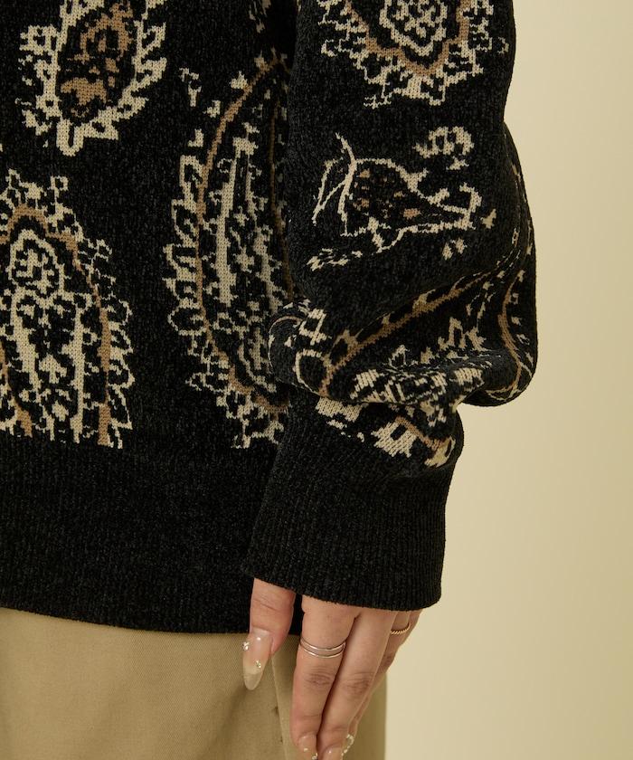 佩斯利花紋針織開衫