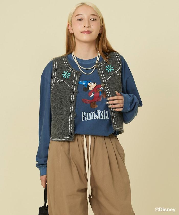 西部風格珠飾針織馬甲/金屬紐扣馬甲