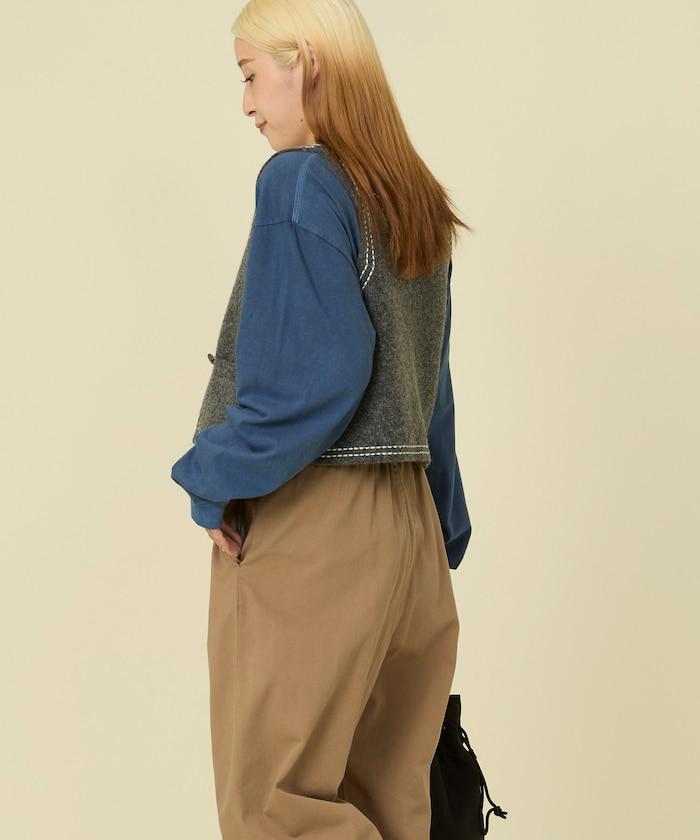 西部風格珠飾針織馬甲/金屬紐扣馬甲