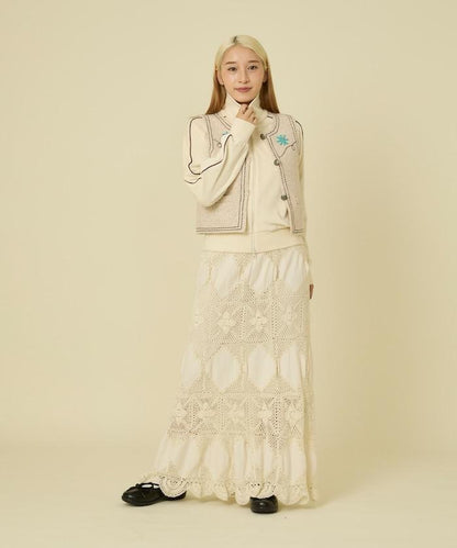 西部風格珠飾針織馬甲/金屬紐扣馬甲