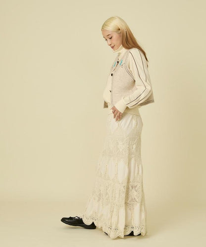 西部風格珠飾針織馬甲/金屬紐扣馬甲