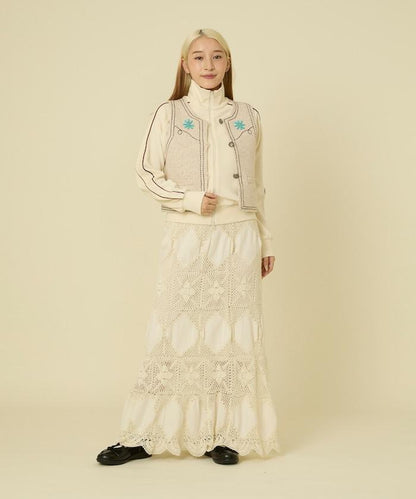 西部風格珠飾針織馬甲/金屬紐扣馬甲