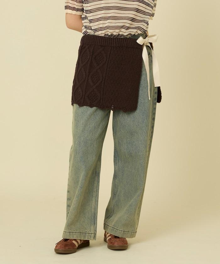 仿舊風格麻花多層圍裹半身裙