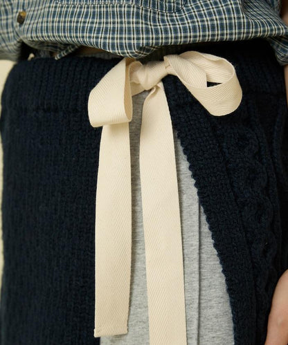 仿舊風格麻花多層圍裹半身裙