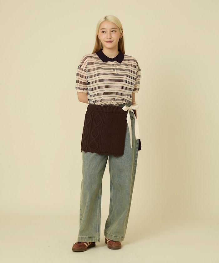 仿舊風格麻花多層圍裹半身裙