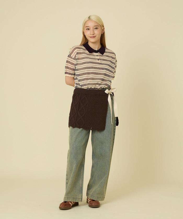 仿舊風格麻花多層圍裹半身裙