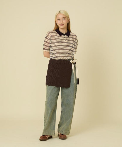 仿舊風格麻花多層圍裹半身裙