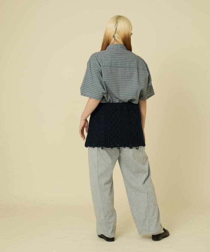 仿舊風格麻花多層圍裹半身裙