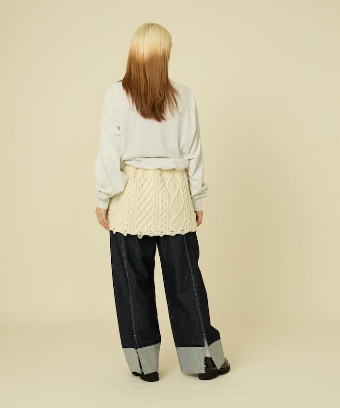 仿舊風格麻花多層圍裹半身裙