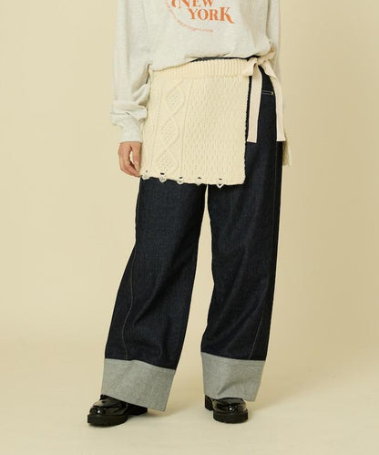 仿舊風格麻花多層圍裹半身裙