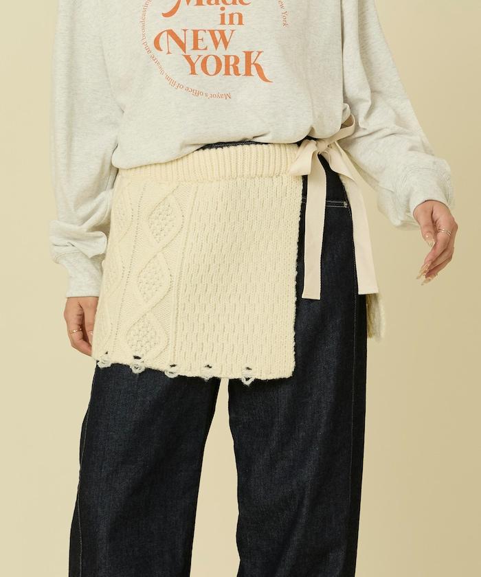 仿舊風格麻花多層圍裹半身裙