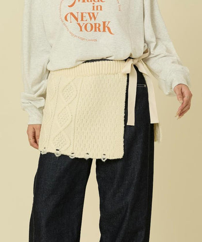 仿舊風格麻花多層圍裹半身裙