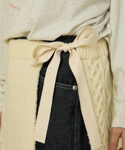 仿舊風格麻花多層圍裹半身裙