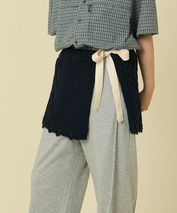 仿舊風格麻花多層圍裹半身裙