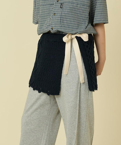 仿舊風格麻花多層圍裹半身裙