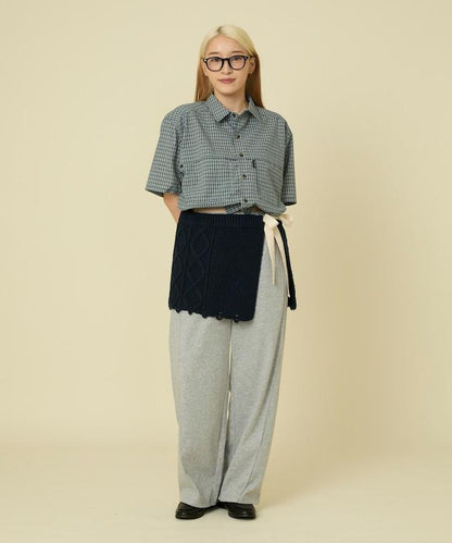 仿舊風格麻花多層圍裹半身裙