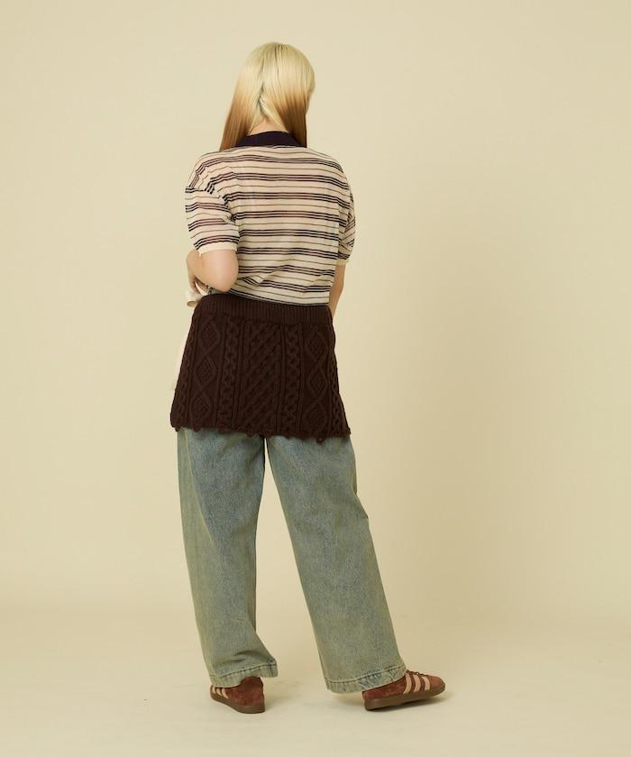 仿舊風格麻花多層圍裹半身裙