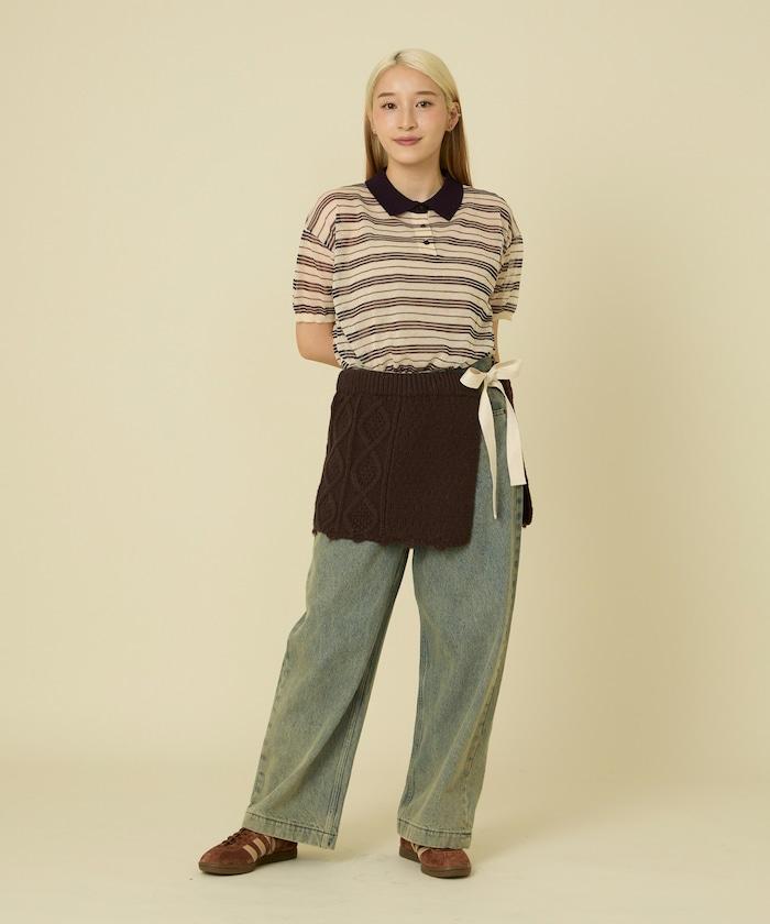 仿舊風格麻花多層圍裹半身裙