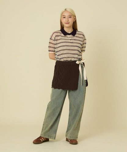 仿舊風格麻花多層圍裹半身裙