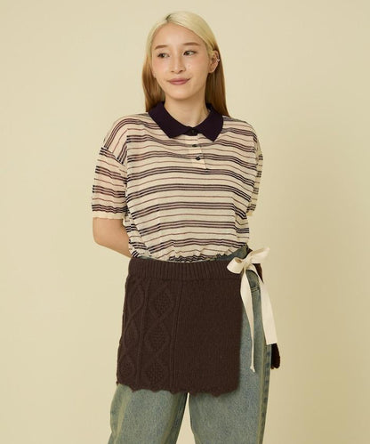 仿舊風格麻花多層圍裹半身裙