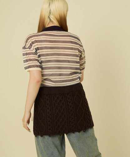 仿舊風格麻花多層圍裹半身裙