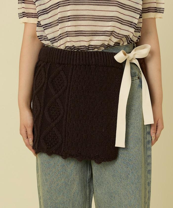 仿舊風格麻花多層圍裹半身裙