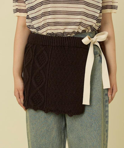 仿舊風格麻花多層圍裹半身裙