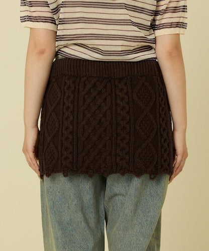 仿舊風格麻花多層圍裹半身裙