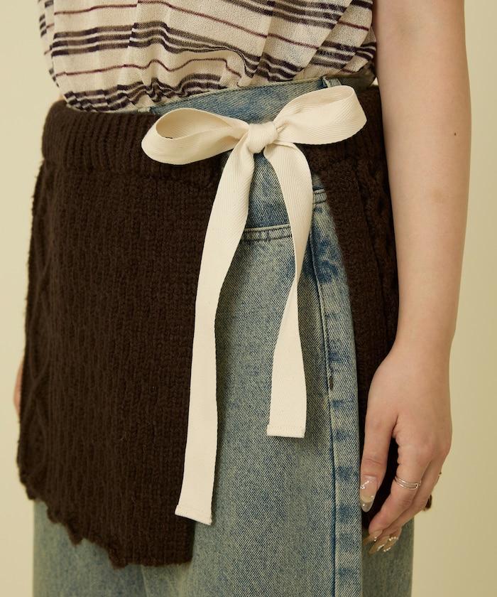 仿舊風格麻花多層圍裹半身裙