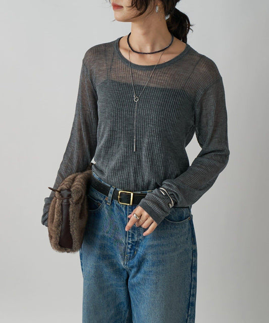 【輕盈感◎】透視U領針織衫