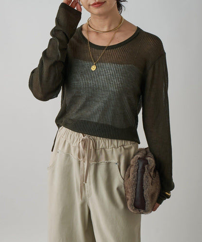 【輕盈感◎】透視U領針織衫