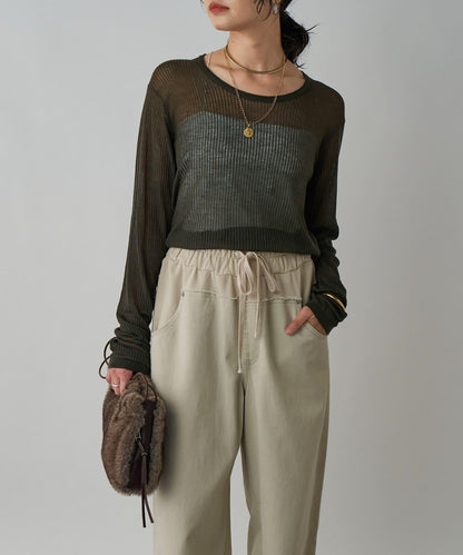 【輕盈感◎】透視U領針織衫