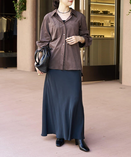 【優雅垂感】醋酸混紡斜裁半身裙