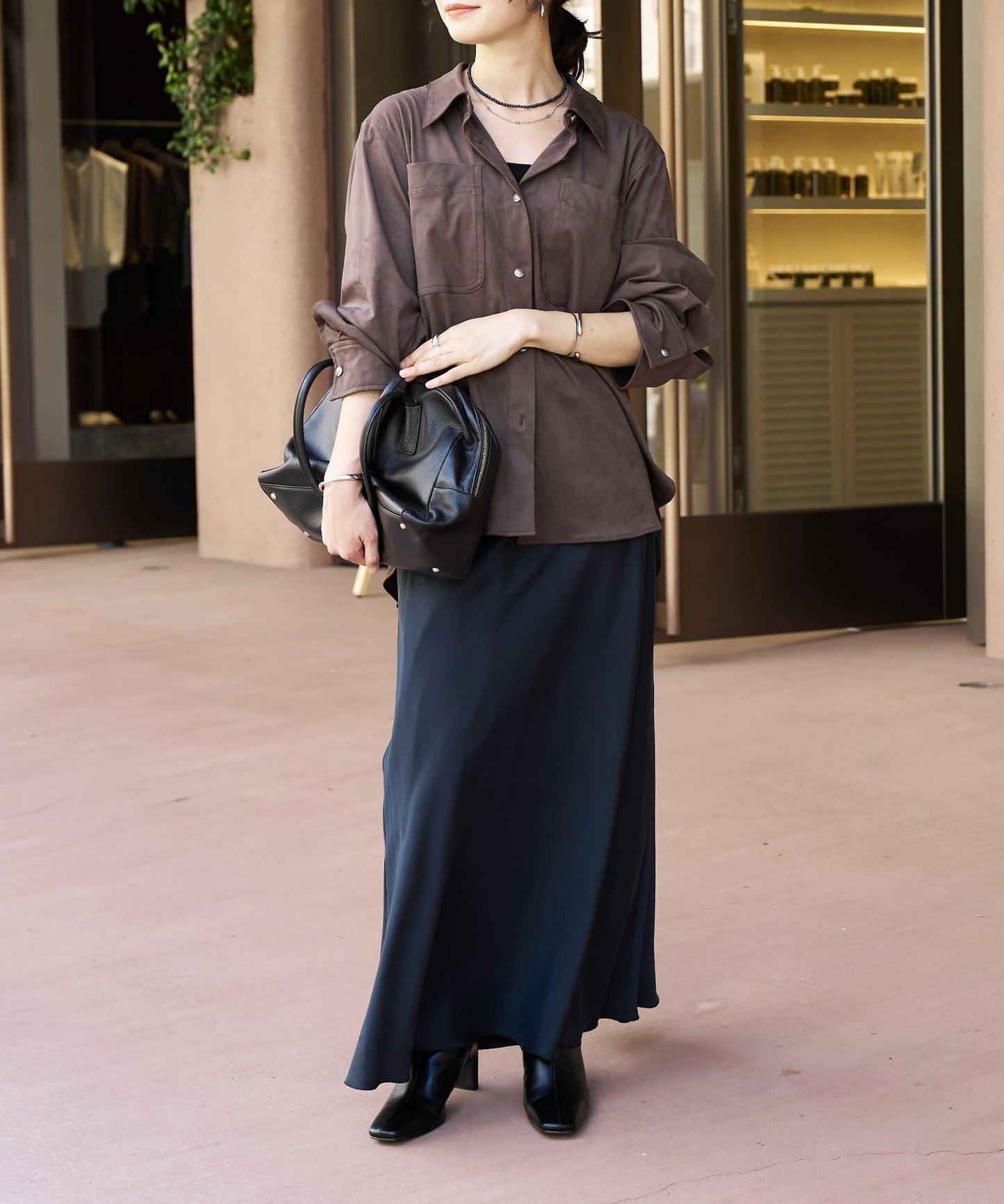 【優雅垂感】醋酸混紡斜裁半身裙