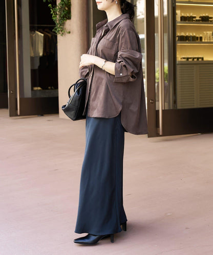 【優雅垂感】醋酸混紡斜裁半身裙