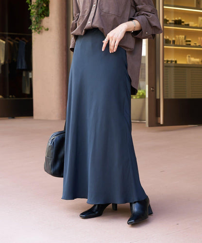 【優雅垂感】醋酸混紡斜裁半身裙