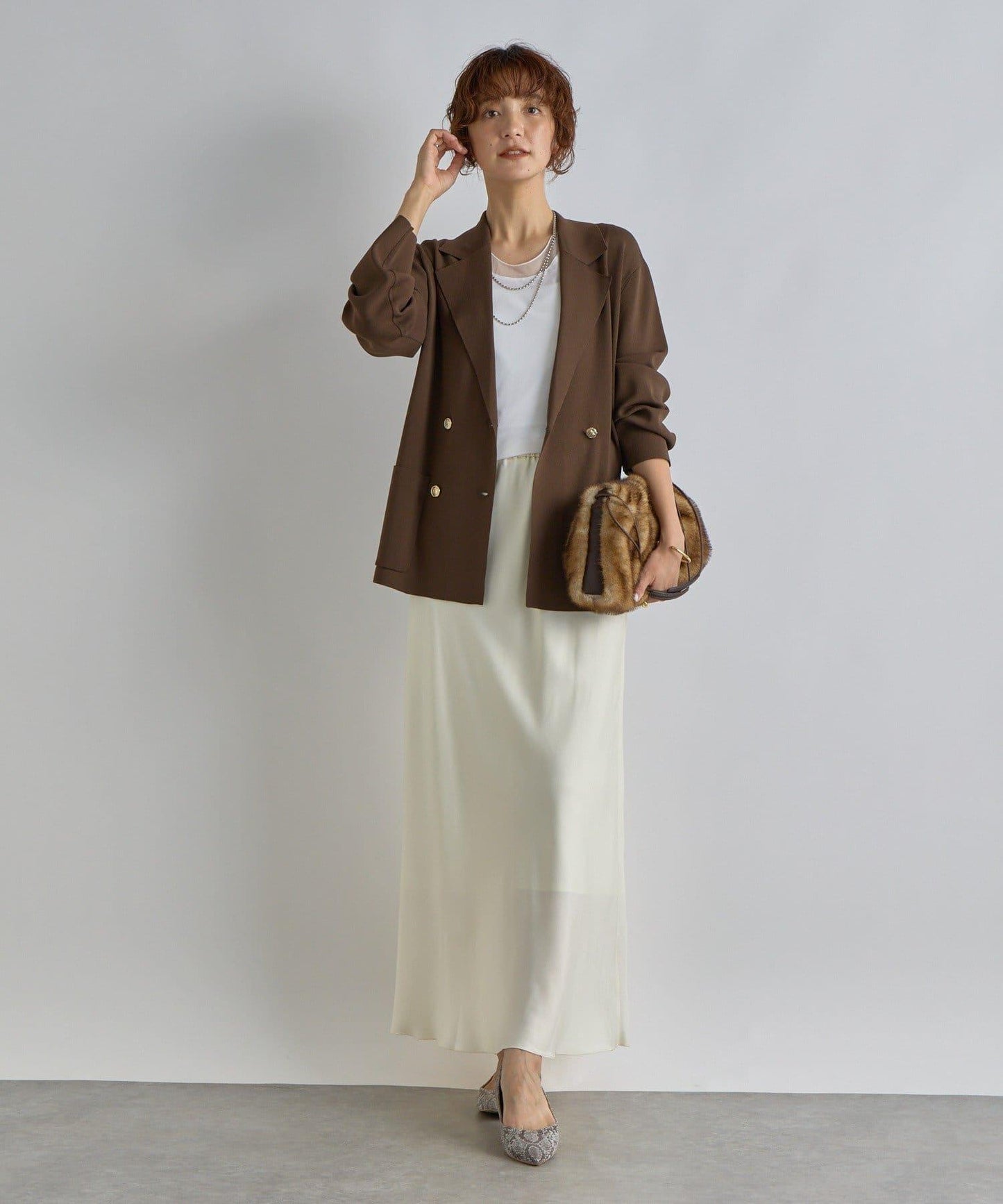 【優雅垂感】醋酸混紡斜裁半身裙