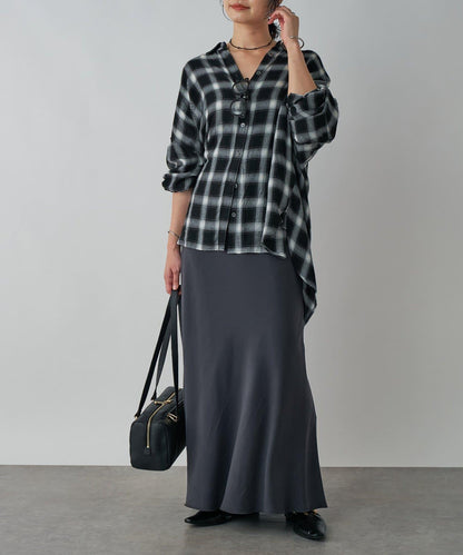 【優雅垂感】醋酸混紡斜裁半身裙